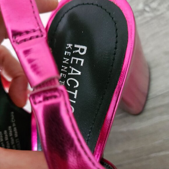 Kenneth Cole Reaction Rylee Hot Pink Metallic Slingback Platform Sandals Size 8. - Picture 15 of 16